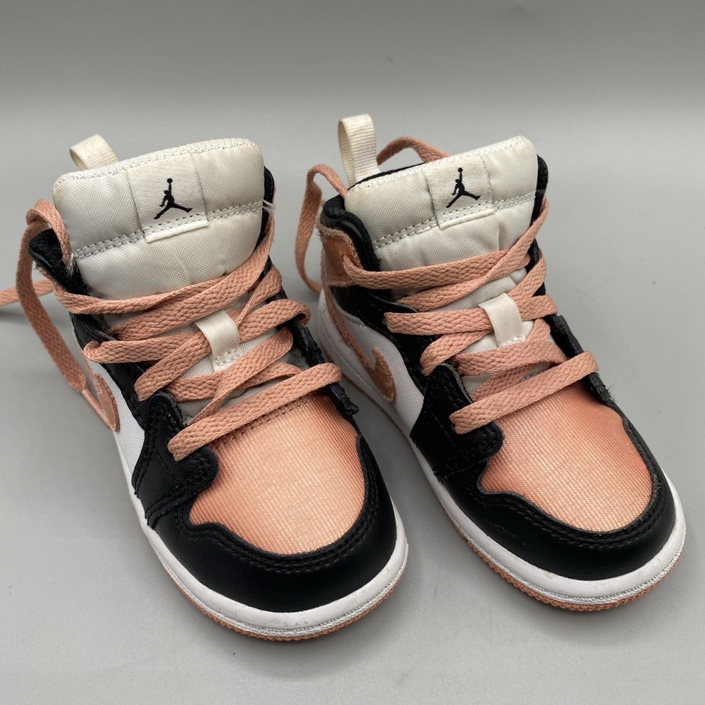 Nike Air Jordan 1 Mid Toddler 7C Pink Black Madder Root Sneaker DM9079-108